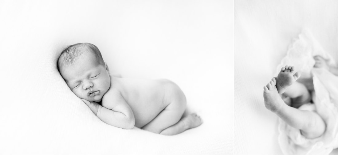 newborn baby photography of baby in black and white of baby's toes