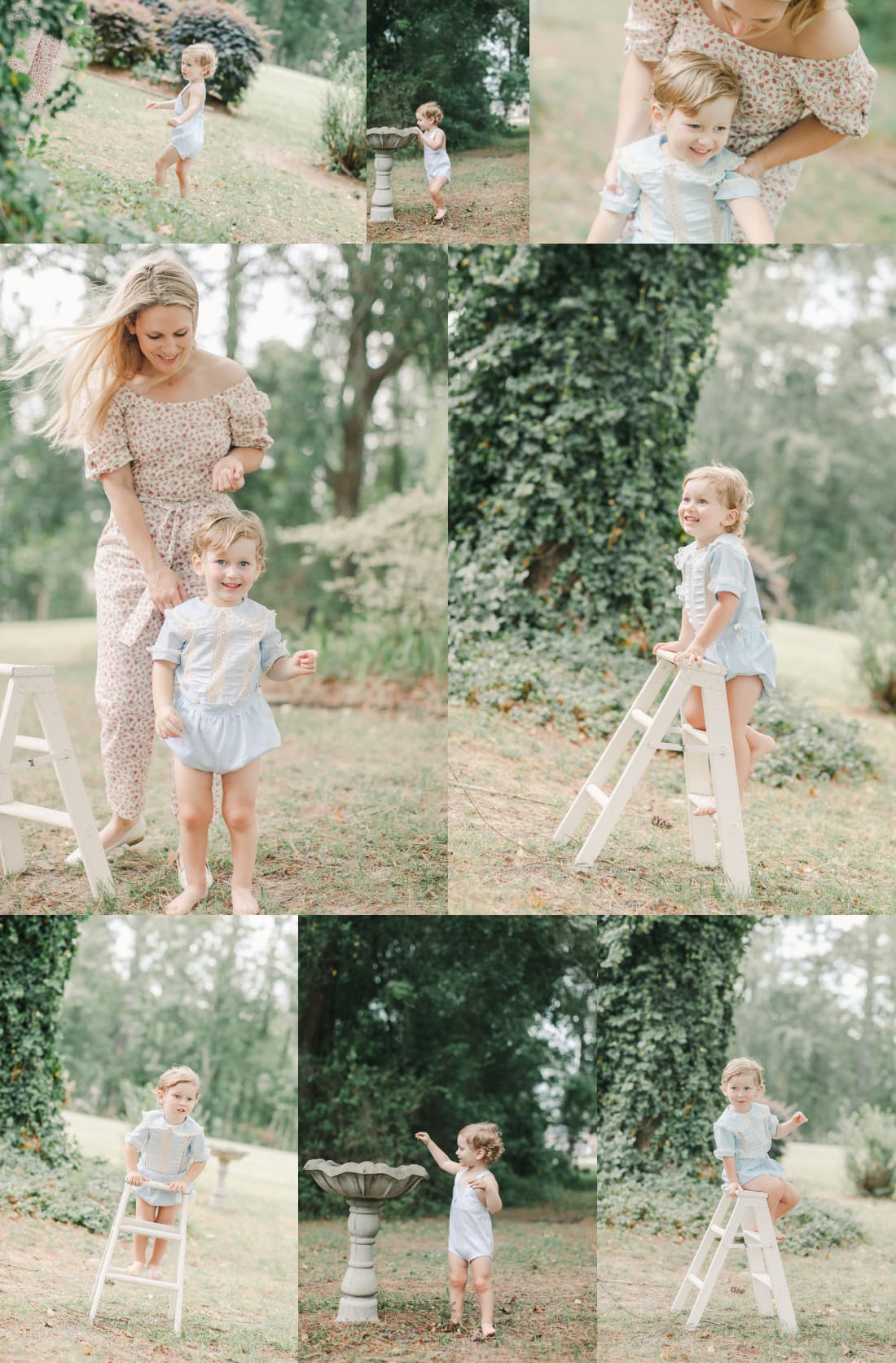 Savannah ga Family photographer. little boy on ladder outside for portrait